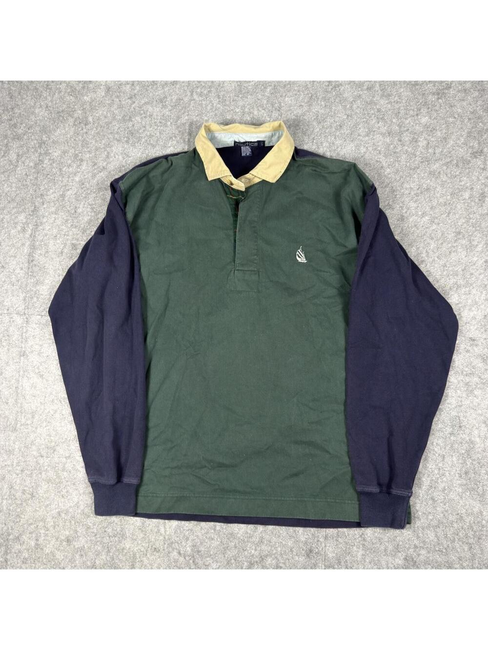 Vintage 90s Nautica Two Toned Rugby Longsleeve (Size L)